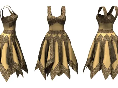 Fairy Evening Dress Low-poly 3D model