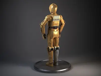 C3PO Star Wars Droid Robot Rigged for MAYA 3D model