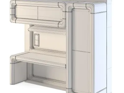 Futuristic Apartment Wall with Desk 3D model