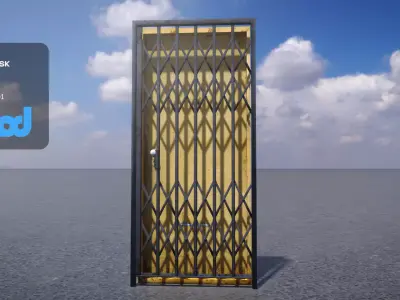 Door and Iron Gate Rigged 3D model
