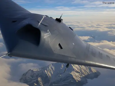  TAI Anka-3 Flying Wing UCAV Design Dark Blue Rigged 