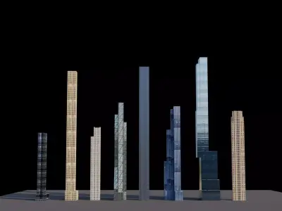 Billionaires Row Pack - All Billionaires Row Skyscrapers Low-poly 3D model
