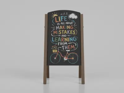 Customizable A-Frame Chalkboard Sign Low-poly 3D model