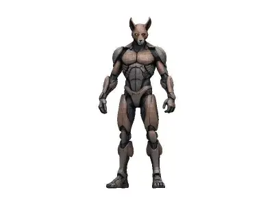 Caracal Cyborg Low-poly 3D model