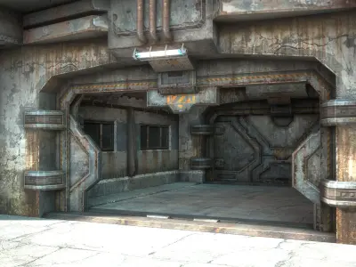 Futuristic City Defensive Walls Low-poly 3D model