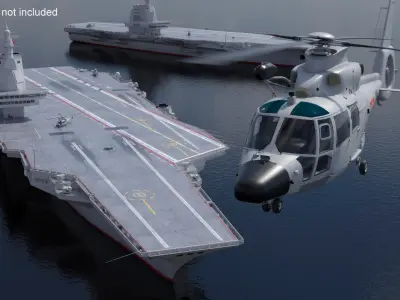  Chinese Type 003 Aircraft Carrier and Harbin Z 9 
