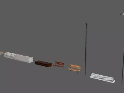 Street Furniture Pack Low-poly 3D model