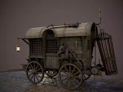 Medieval next generation carriage Low-poly 3D model