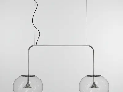 ALIVE pendant light with two glass globes hanging from it 3D model
