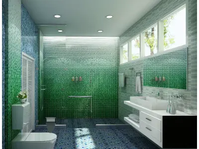 bathroom 6 design with tiles 3D model