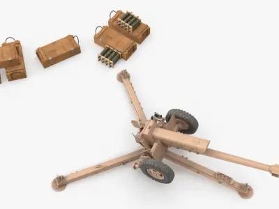  Mobile Cannon System with Ammunition Boxes Sand 