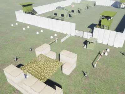 Pack Military  camp Low-poly 3D model