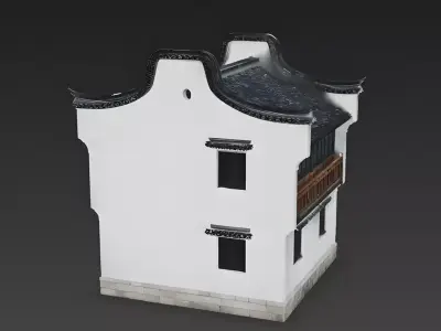 Traditional Southern Chinese Two-Story House 3D Model Low-poly 3D model