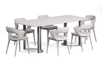SKY Chair Dining Table Gold Rectangular 3D model