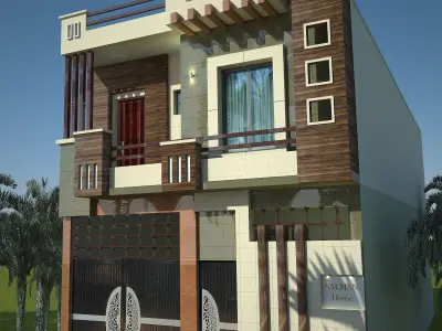 House Front 25 to 35 and Side 50 to 60 Residential 154 Low-poly 3D model