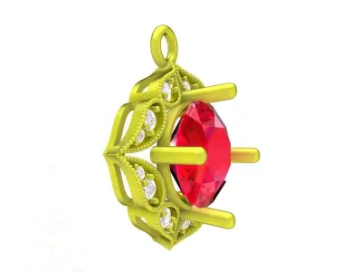 Round Halo Gemstone Pendant 4950 3D print model
