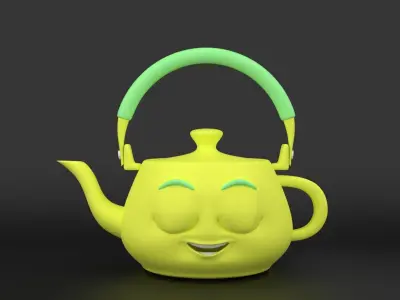 Stylized 3D Cartoon Teapot Low-poly 3D model