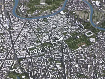 Grenoble - 3D City Model Low-poly 3D model