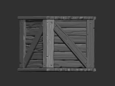 Wooden Box Low-poly 3D model