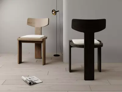 Modern Japandi Wooden Chairs 3D model