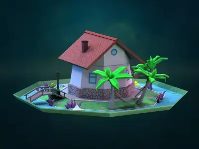 House hat Low-poly 3D model