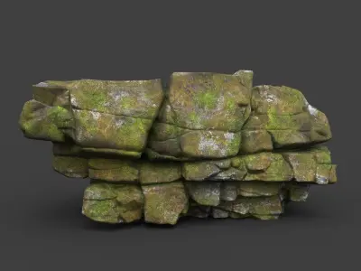 Low poly Mossy Cracked Jungle Rock 220202 Low-poly 3D model