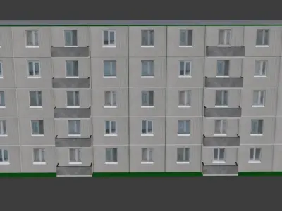 Soviet Building 5 Floors Low-poly 3D model