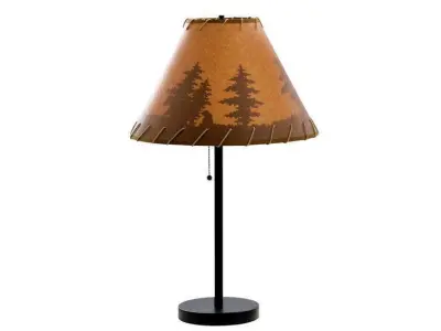 Elsea Rustic Cabin Lodge Table - Floor Lamp Forest Print 3D model