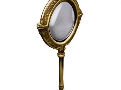 Ornate Gold Magnifying Glass Low-poly 3D model