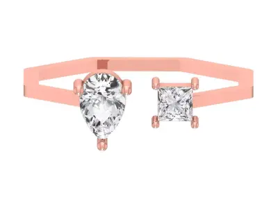 Open End Women Light Weight Band Pear Princess Stone Ring 3D print model