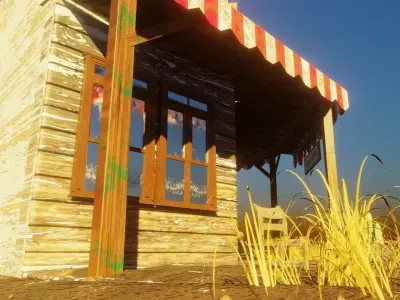 wild west saloon made in blender 3D model