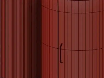 Headboard 8 wooden cabinet with shelves and drawers 3D model