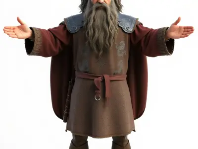 Elder Sage Rigged and Animated D Character Model Low-poly 3D model