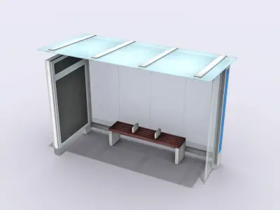 Bus Shelter Low-poly 3D model