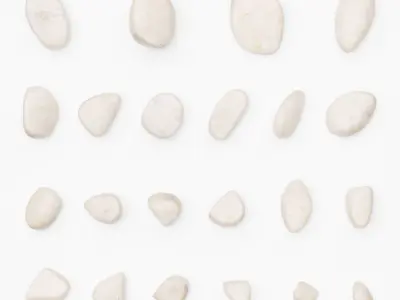 White marble pebbles 23 - 67mm 3D model