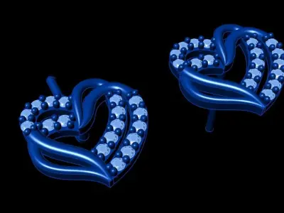 DOUBLE HEARTS STUD EARRINGS 3D print model