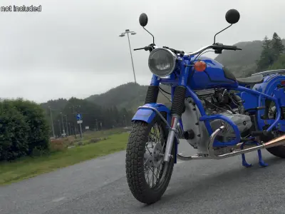  Retro Classic Blue Motorcycle Rigged 