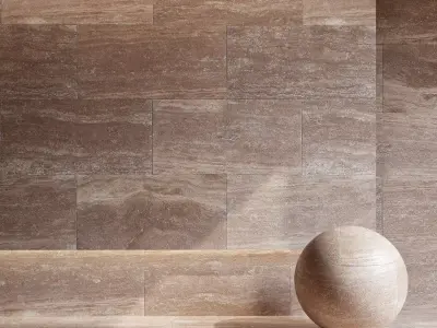 Travertine 4 room with marble tiles and ball Texture
