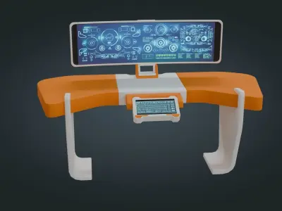 Sci fi Workspace - Game Ready - PBR Low-poly 3D model