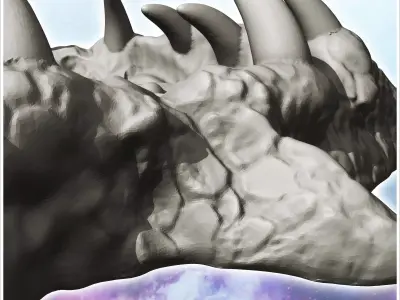 Acid puddle with alien creature with teeth 8 - Future Sci-Fi SF  3D print model