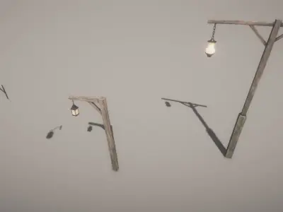 Medieval street lights Low-poly 3D model