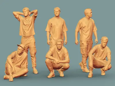 Guy in Purple T-shirt 3D Model Pack