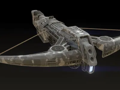 Magbow weapon with bow and arrow Low-poly 3D model