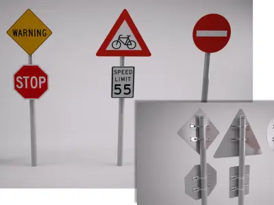 Road Signs with place holders 3D model