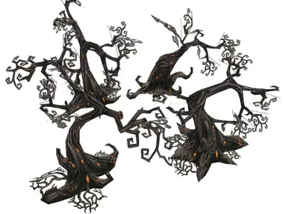 Low Poly Cemetery Halloween Set Low-poly 3D model