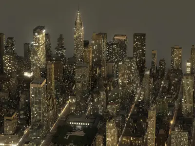  Manhattan District Night block01 Low Poly 