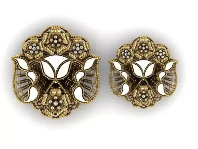 Pendant Set 1 two gold - plated brooches 3D print model
