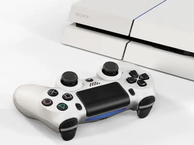 Sony PlayStation 4 White Low-poly 3D model