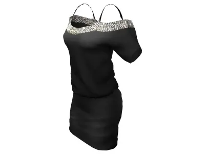 Cutout Shoulder Dress Low-poly 3D model