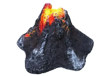 Crater volcano Low-poly 3D model